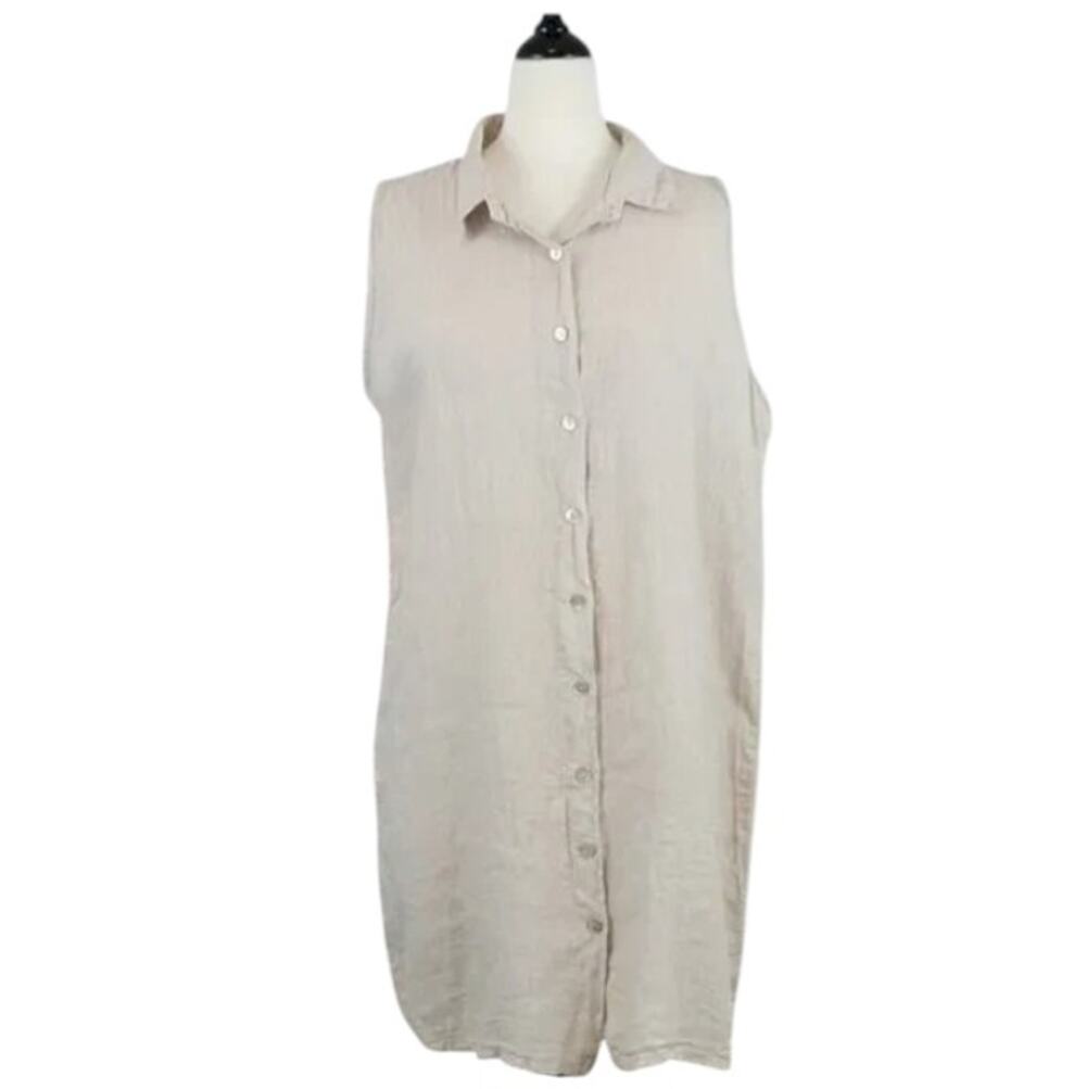 Stella Martini Linen Dress Sand Brown Size Large